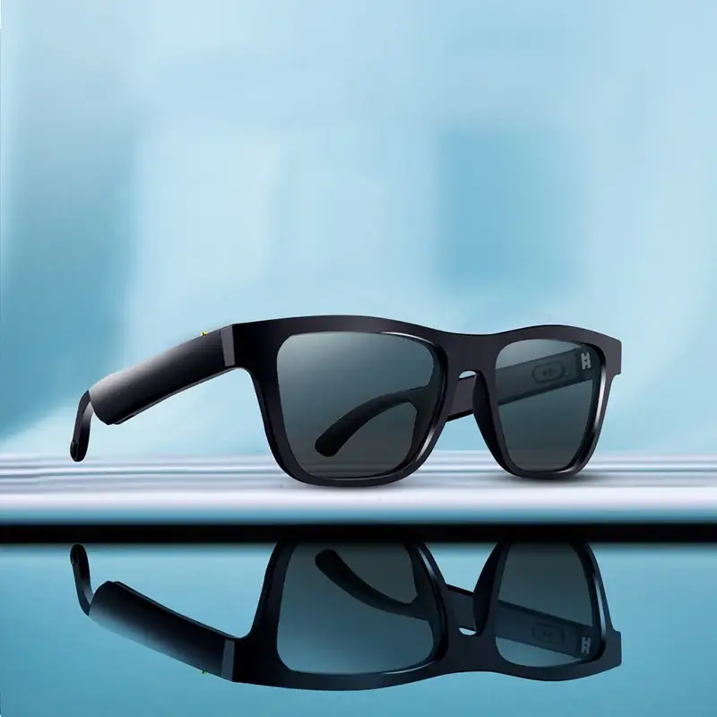 Smart Glasses with Bone Conduction Headphones, Replaceable Prescription Lenses, Bluetooth Earphone Stereo Music Sunglasses
